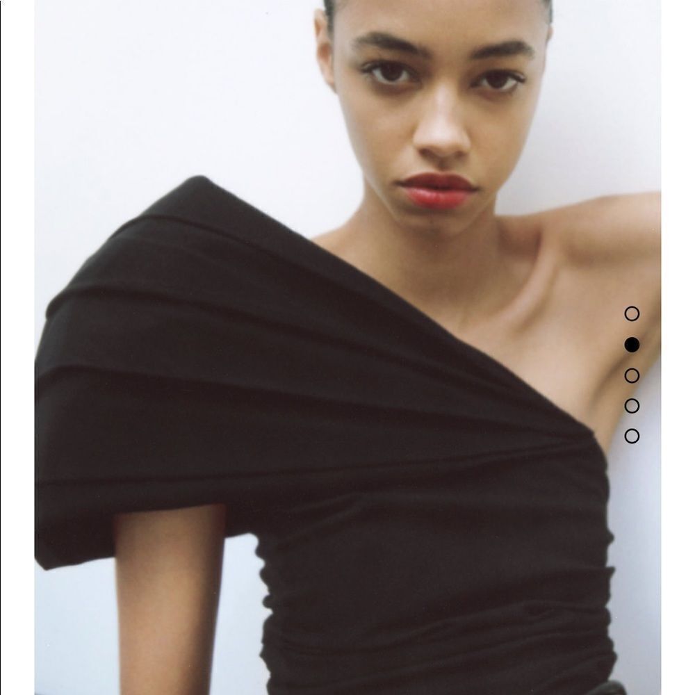 Zara asymmetric statement sleeve draped top
